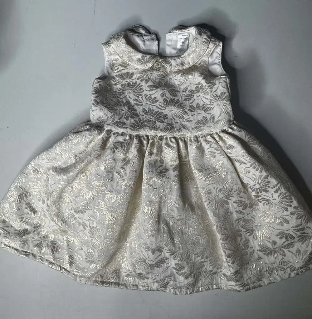 NWT Carter's Baby Girl Shimmery Gold Holiday Dress 18 MTH